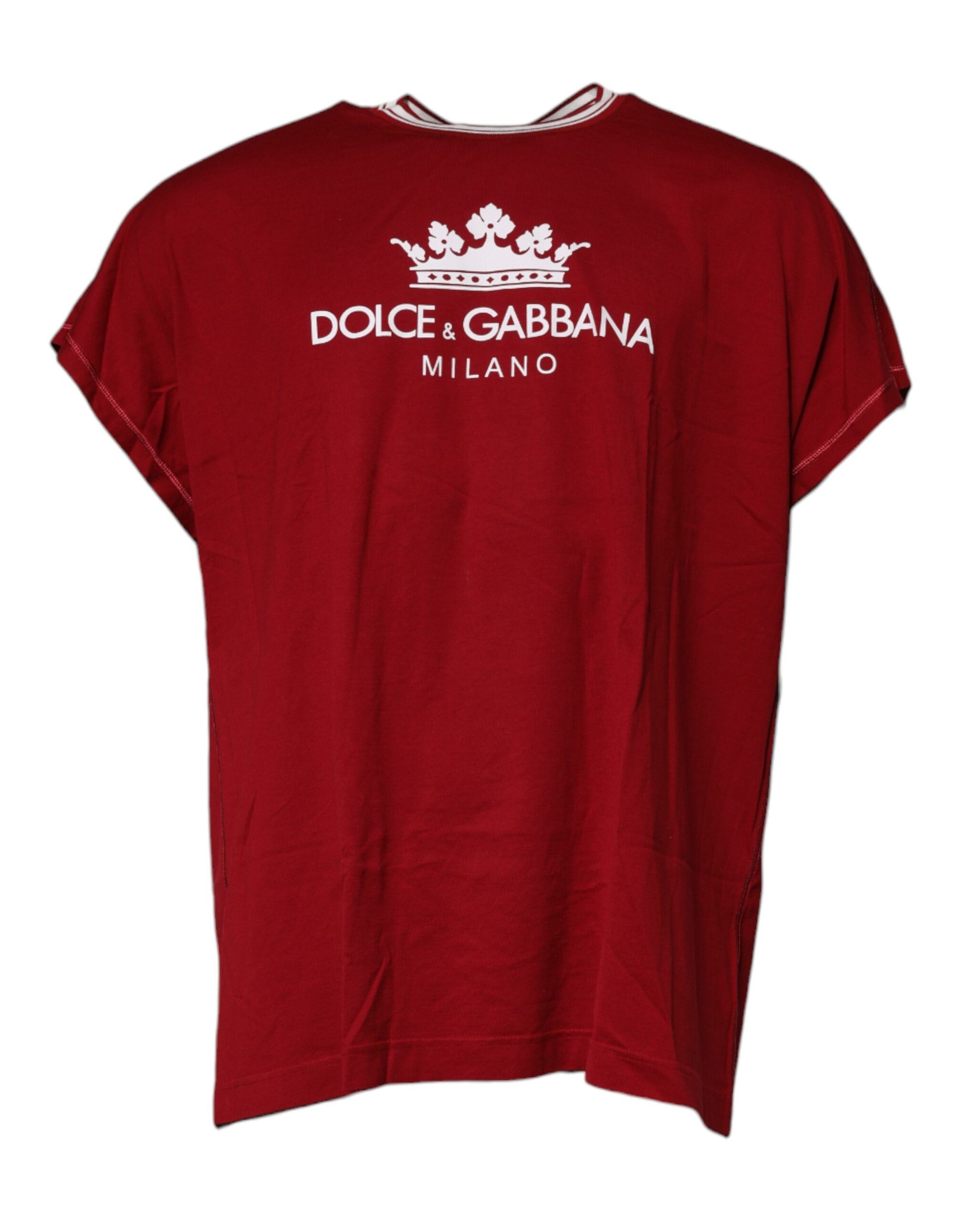 Dolce & Gabbana Red Logo Crown Cotton Crew Neck T-shirt Dolce & Gabbana