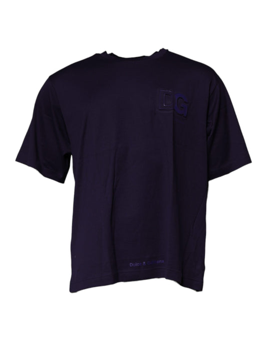 Dolce & Gabbana Navy Blue DG Logo Cotton Crew Neck T-shirt Dolce & Gabbana