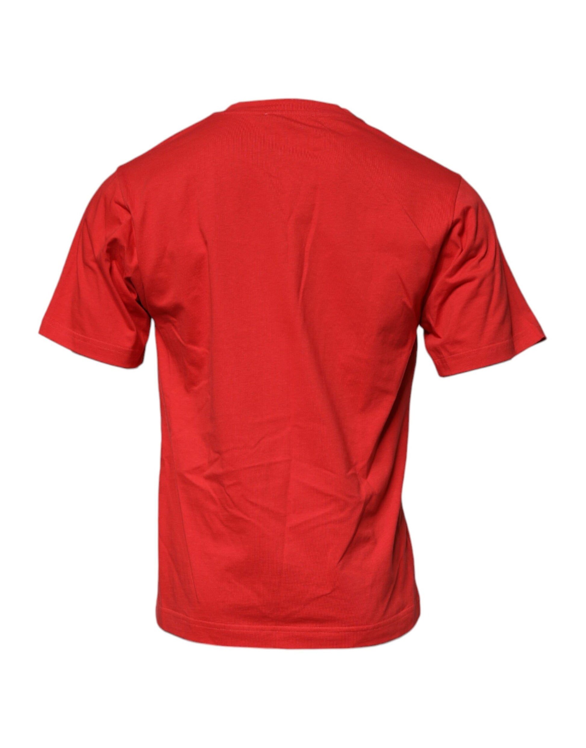 Dolce & Gabbana Red DG Logo Patch Cotton Crew Neck T-shirt Dolce & Gabbana