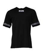 Black Dolce & Gabbana DGMILLENNIALS cotton crew neck T-shirt with subtle logo detail, displayed flat on a white background.