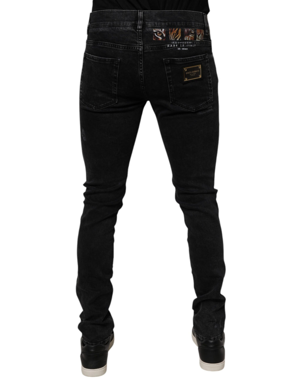 Dolce & Gabbana Black Tattered Cotton Skinny Men Denim Jeans - Eljoys Fashion 