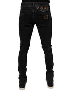 Dolce & Gabbana Black Tattered Cotton Skinny Men Denim Jeans - Eljoys Fashion 