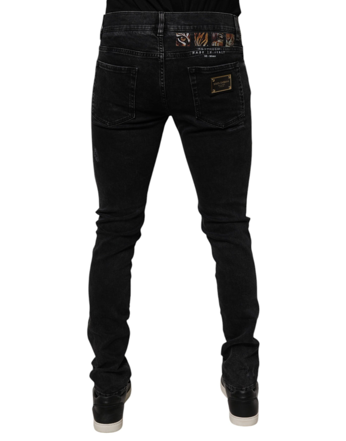 Dolce & Gabbana Black Tattered Cotton Skinny Men Denim Jeans - Eljoys Fashion 