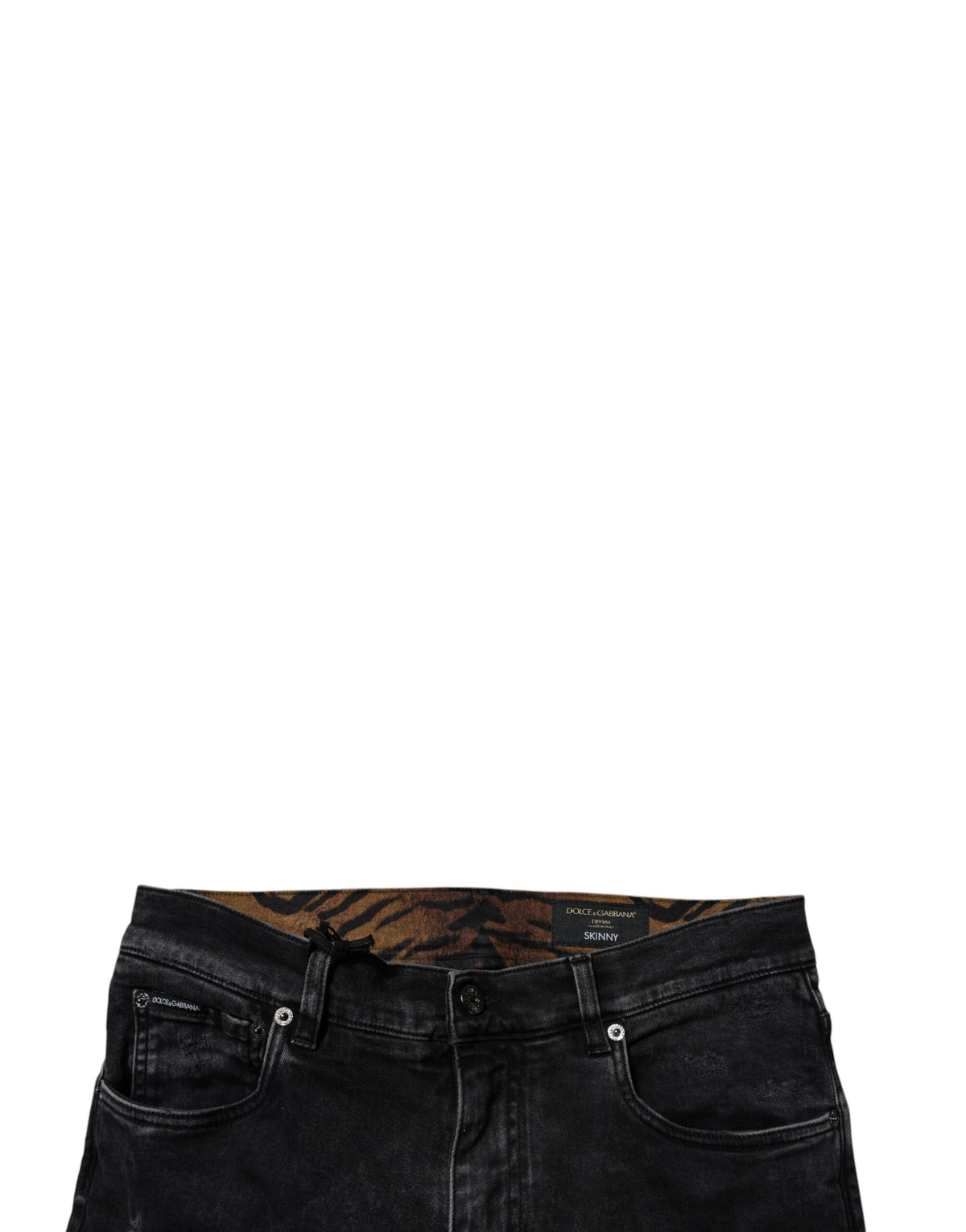 Dolce & Gabbana Black Tattered Cotton Skinny Men Denim Jeans - Eljoys Fashion 