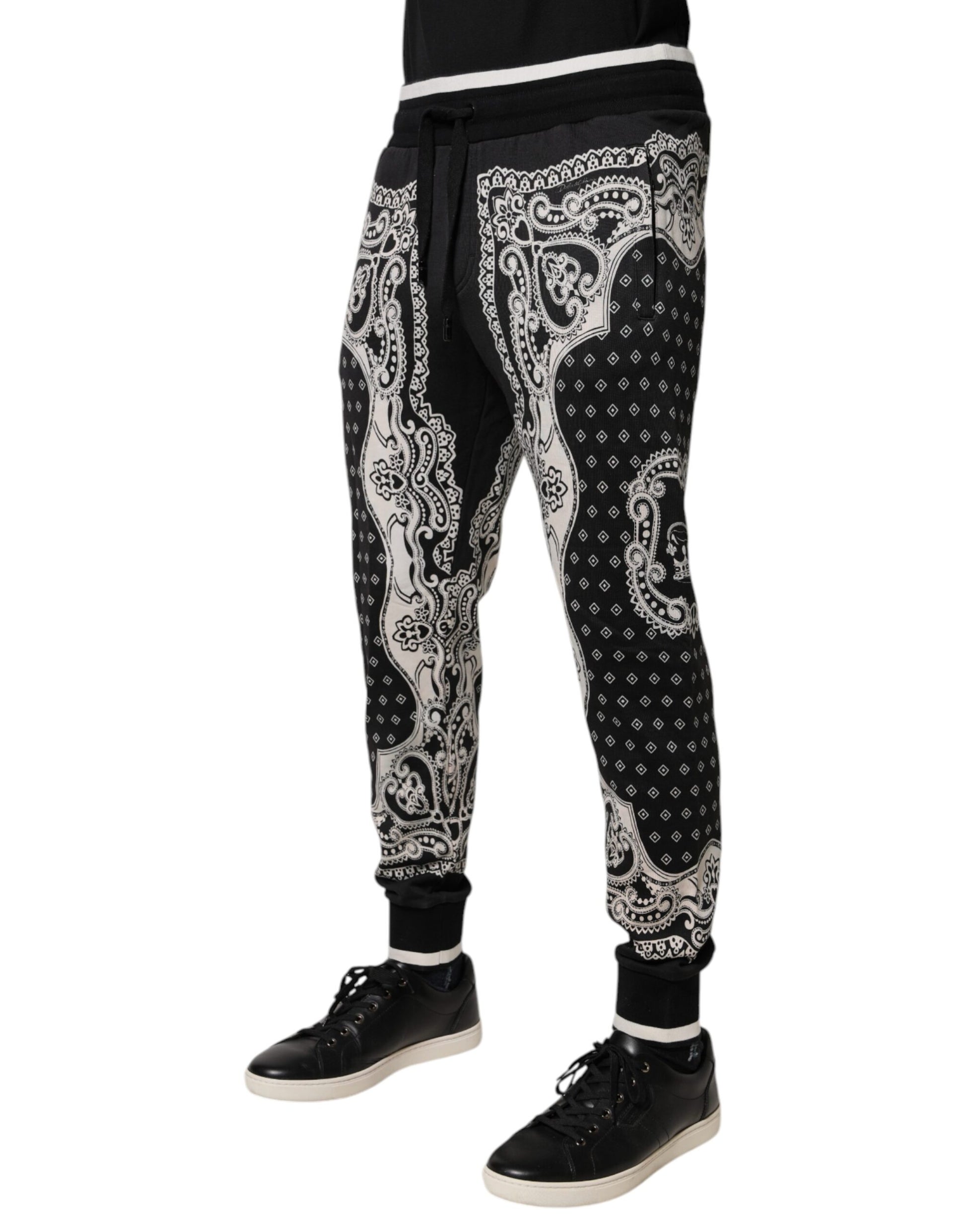 Dolce & Gabbana Black Bandana Cotton Jogger Pants Dolce & Gabbana