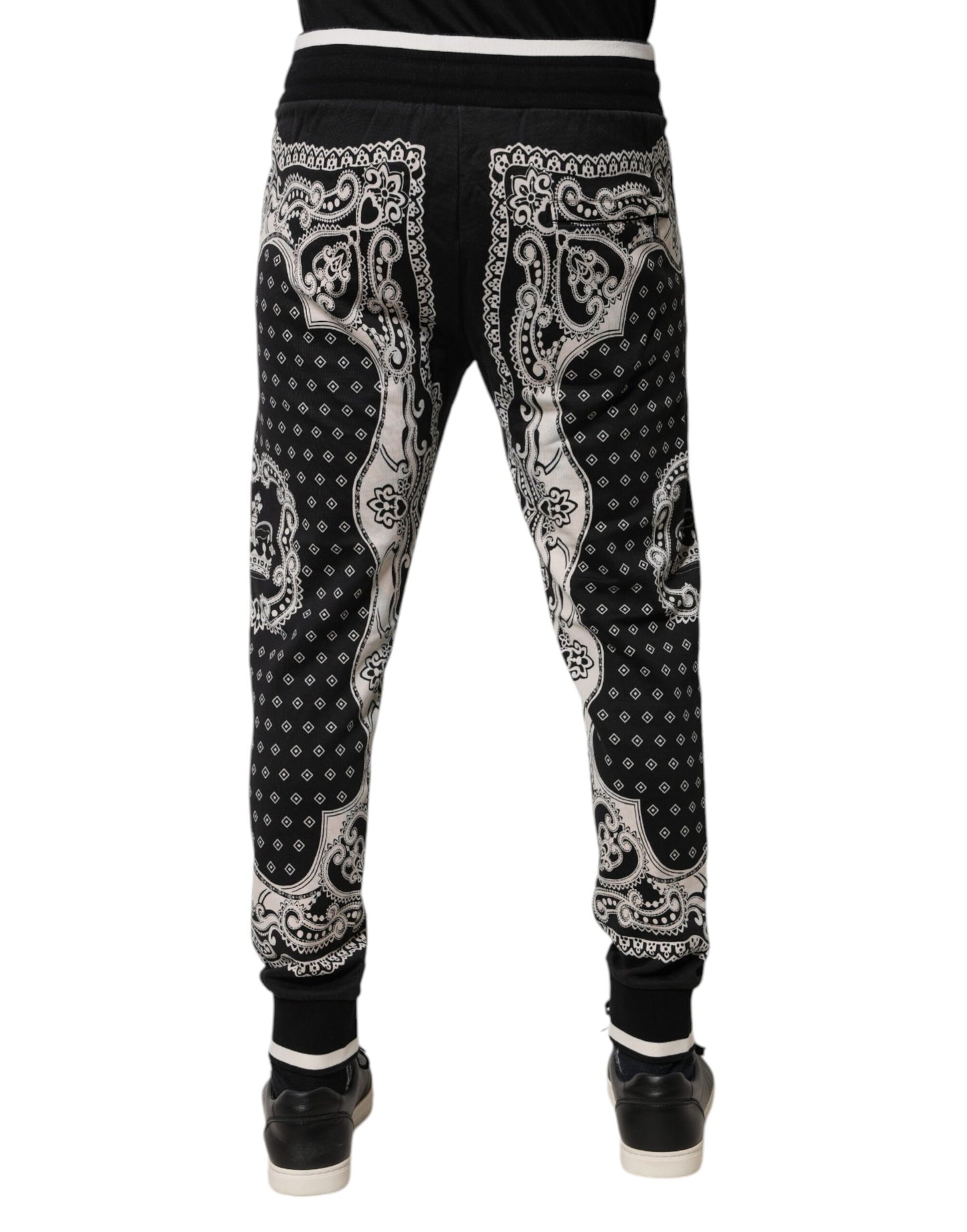 Dolce & Gabbana Black Bandana Cotton Jogger Pants Dolce & Gabbana