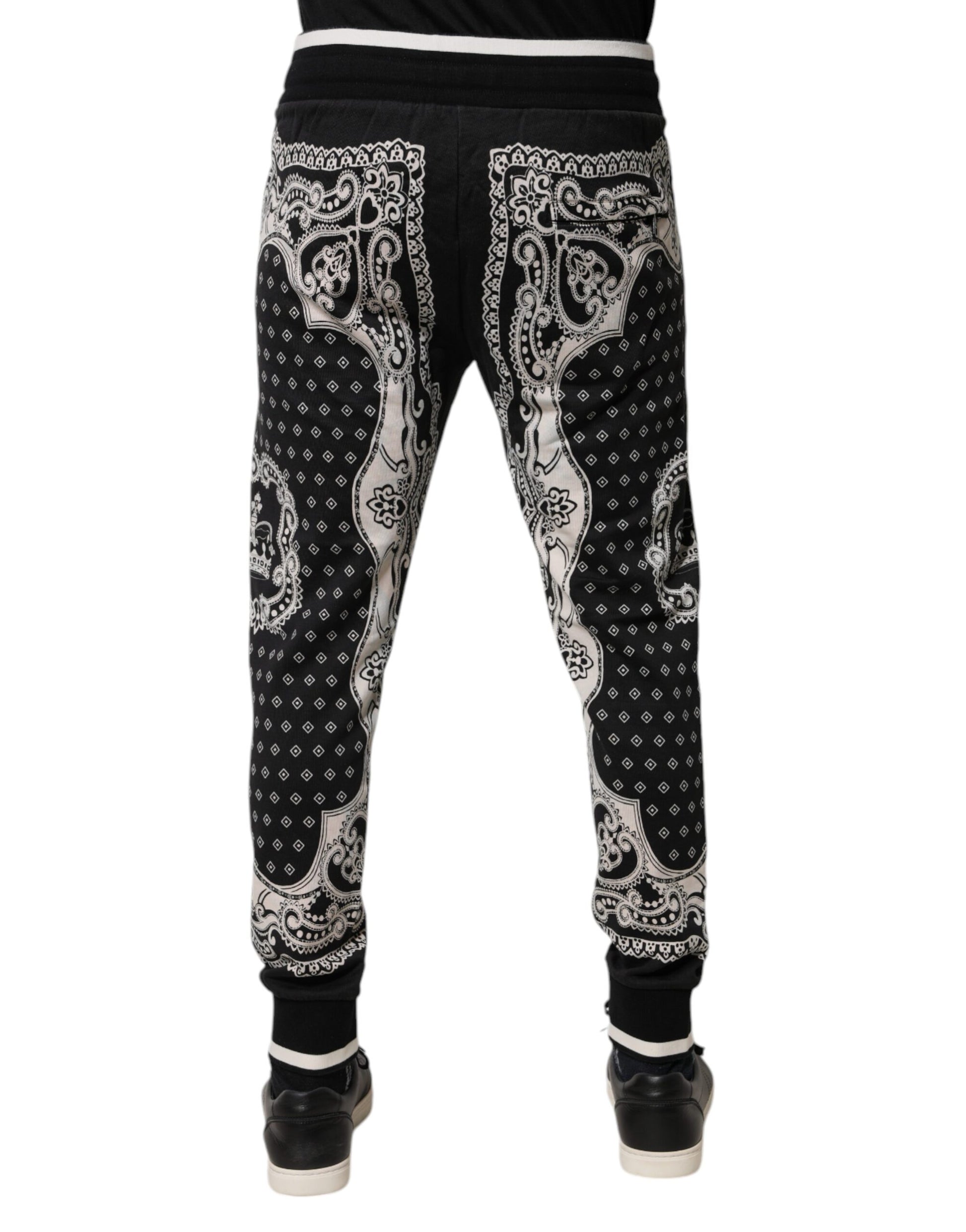 Dolce & Gabbana Black Bandana Cotton Jogger Pants Dolce & Gabbana