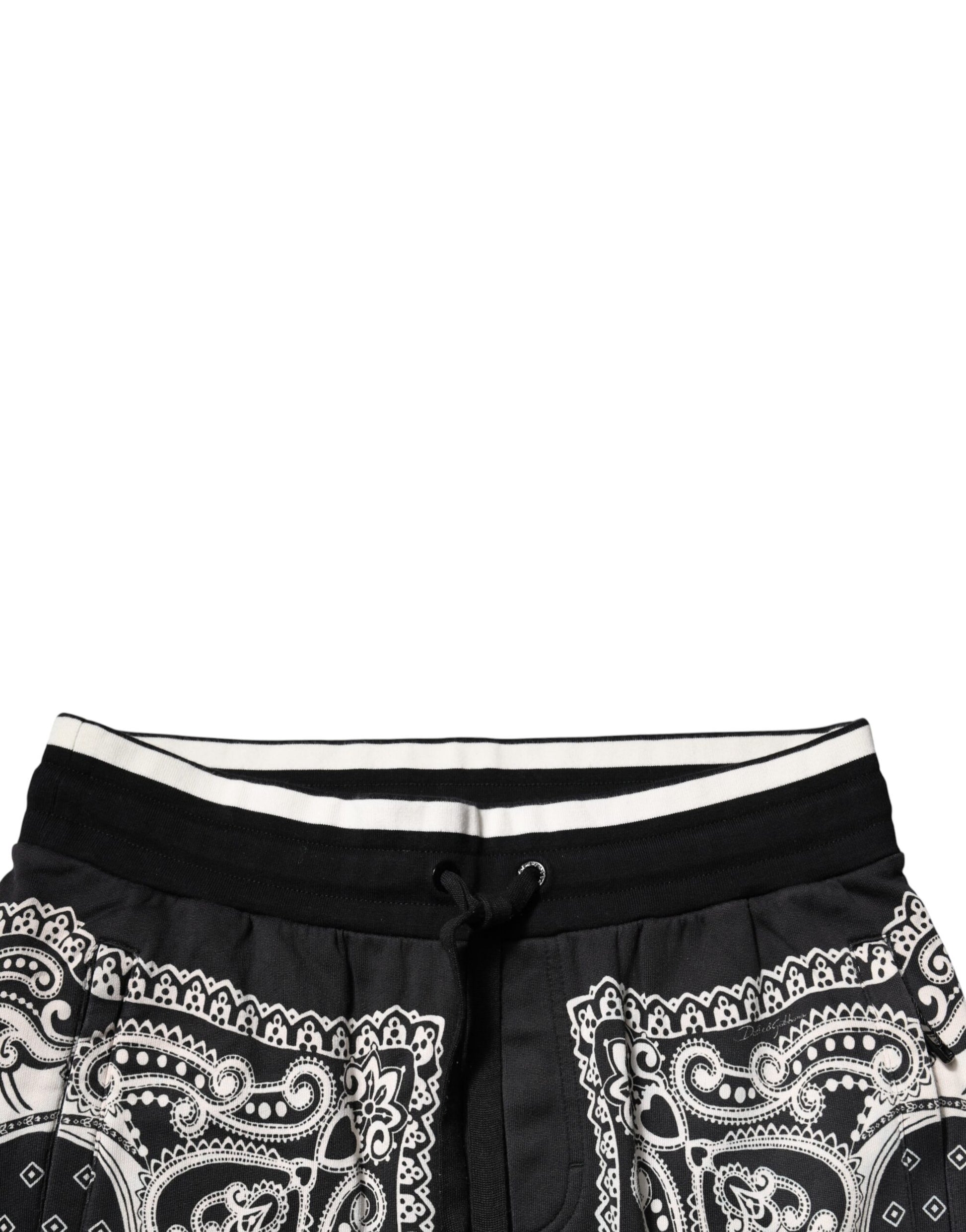 Dolce & Gabbana Black Bandana Cotton Jogger Pants Dolce & Gabbana