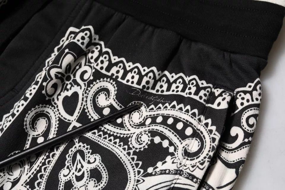 Dolce & Gabbana Black Bandana Cotton Jogger Pants Dolce & Gabbana