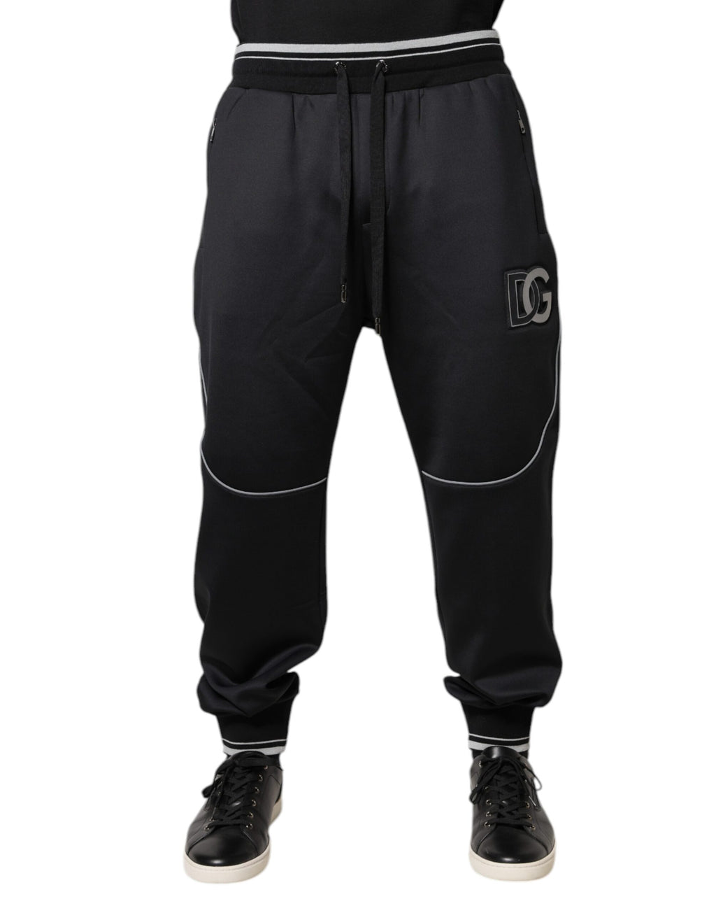 Dolce & Gabbana Black Polyester Logo Jogger Pants - Eljoys Fashion 