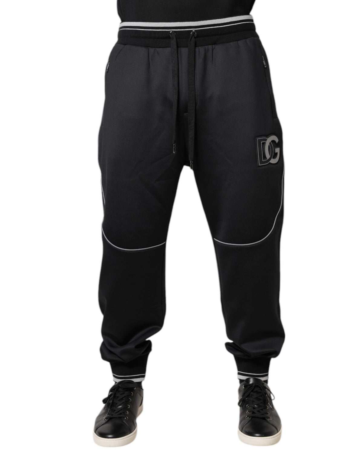 Dolce & Gabbana Black Polyester Logo Jogger Pants - Eljoys Fashion 