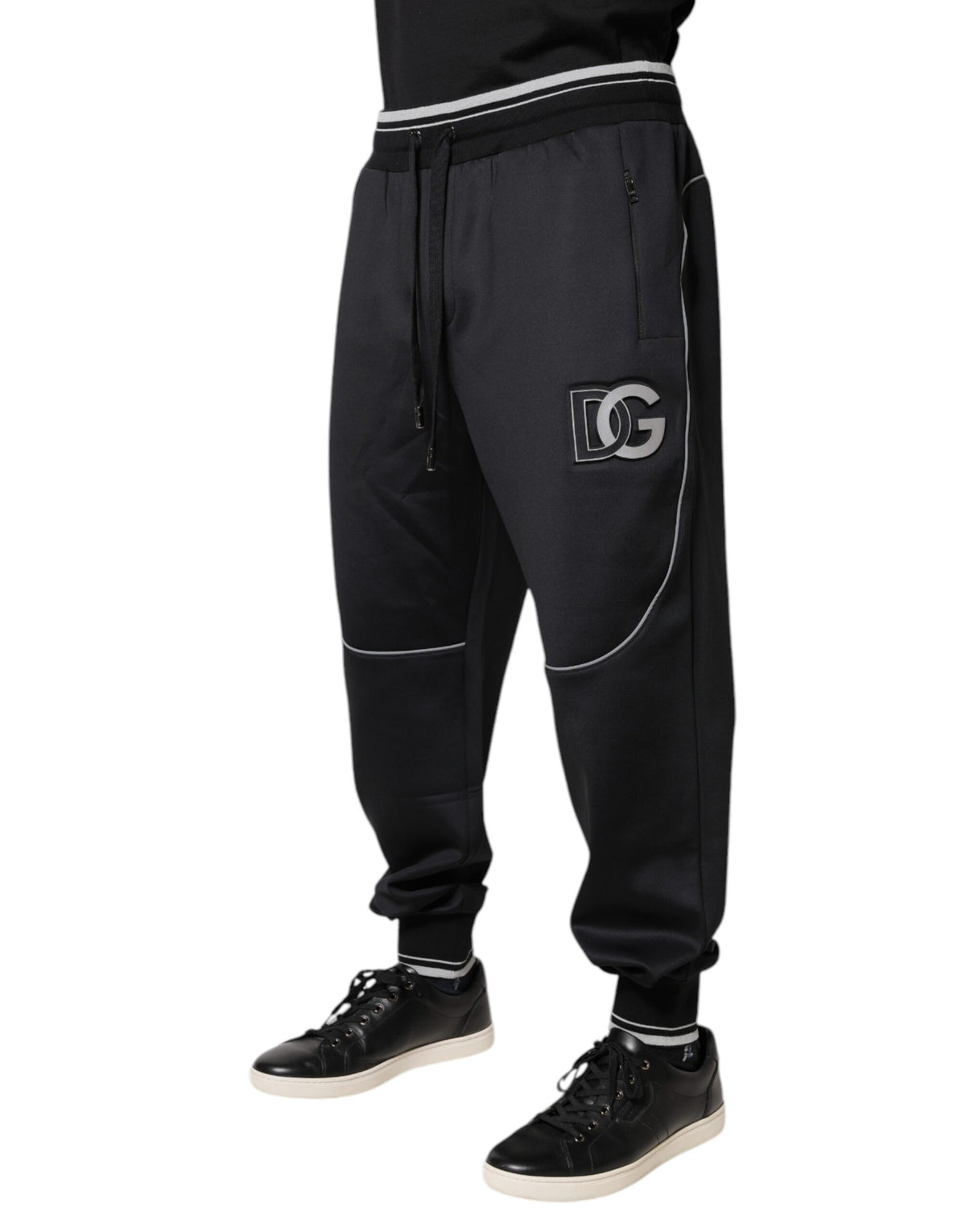 Dolce & Gabbana Black Polyester Logo Jogger Pants - Eljoys Fashion 