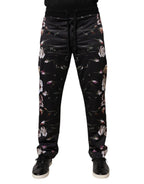 Dolce & Gabbana Black Floral Polyester Jogger Pants - Eljoys Fashion 