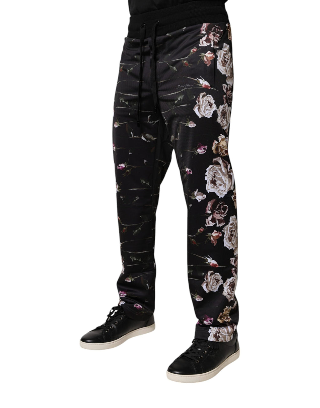 Dolce & Gabbana Black Floral Polyester Jogger Pants - Eljoys Fashion 