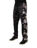 Dolce & Gabbana Black Floral Polyester Jogger Pants - Eljoys Fashion 