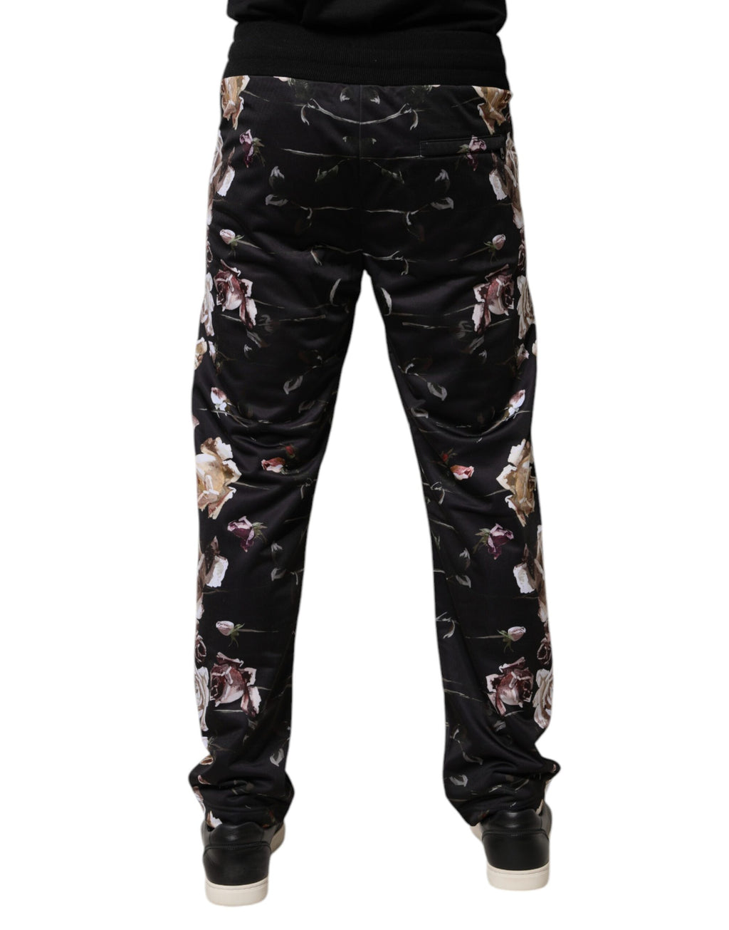 Dolce & Gabbana Black Floral Polyester Jogger Pants - Eljoys Fashion 