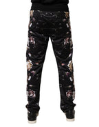 Dolce & Gabbana Black Floral Polyester Jogger Pants - Eljoys Fashion 