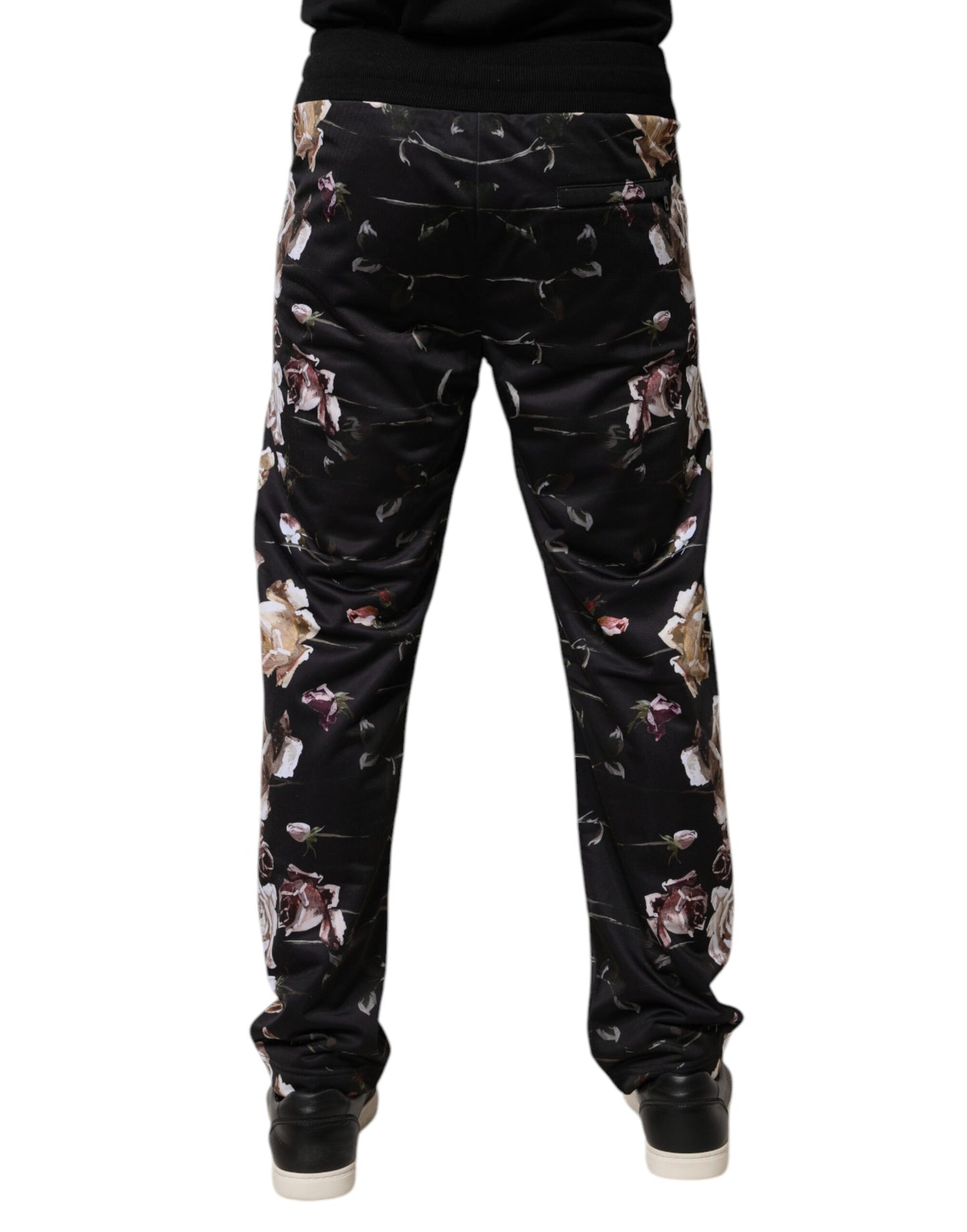 Dolce & Gabbana Black Floral Polyester Jogger Pants Dolce & Gabbana