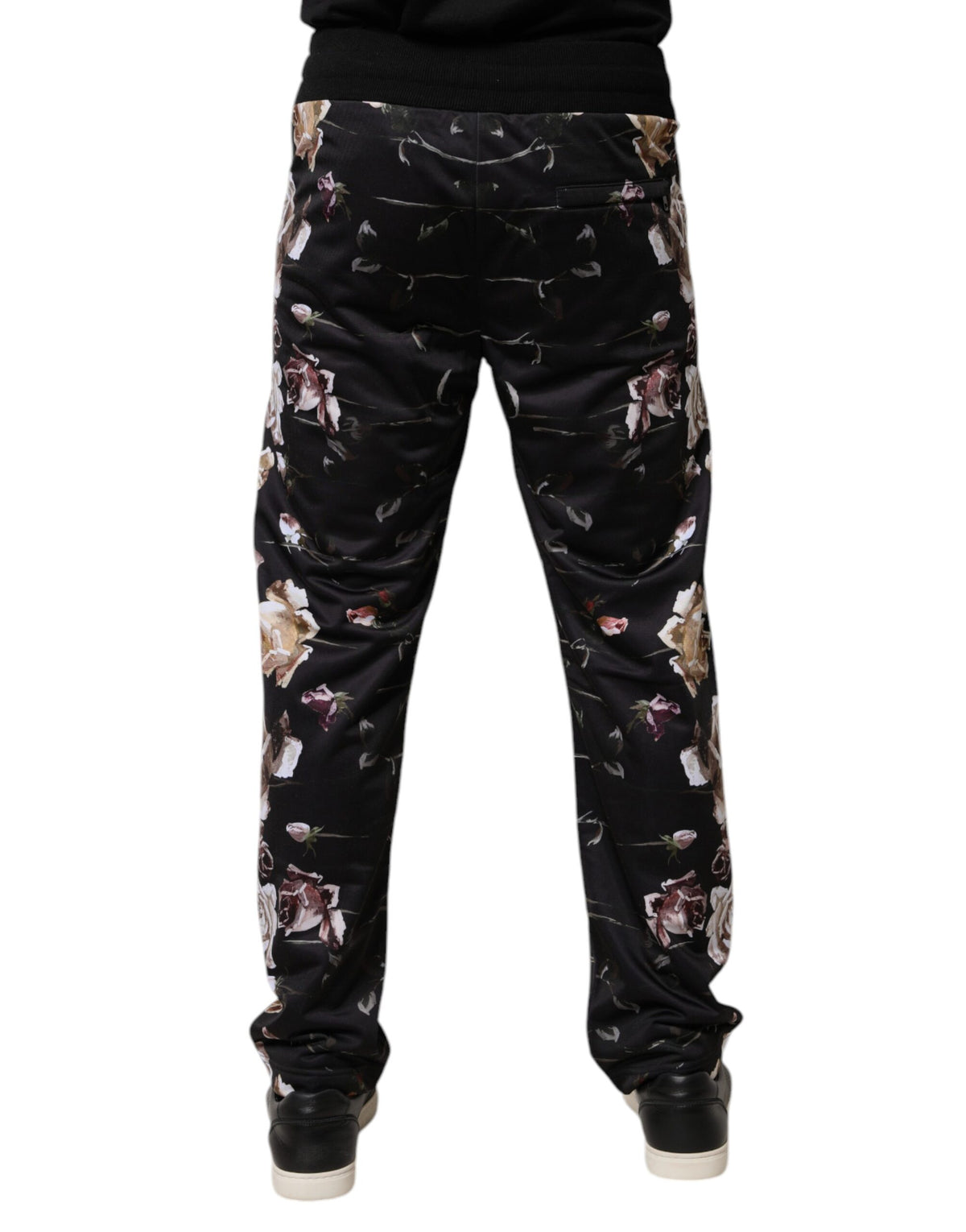 Dolce & Gabbana Black Floral Polyester Jogger Pants - Eljoys Fashion 