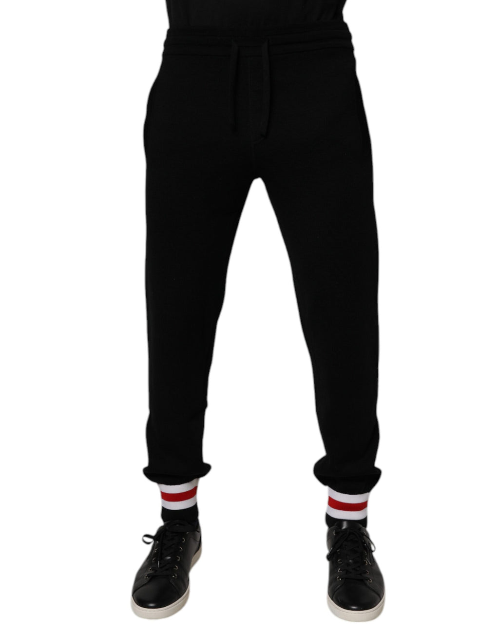 Dolce & Gabbana Black Wool Mid Waist Jogger Sweatpants Pants - Eljoys Fashion 