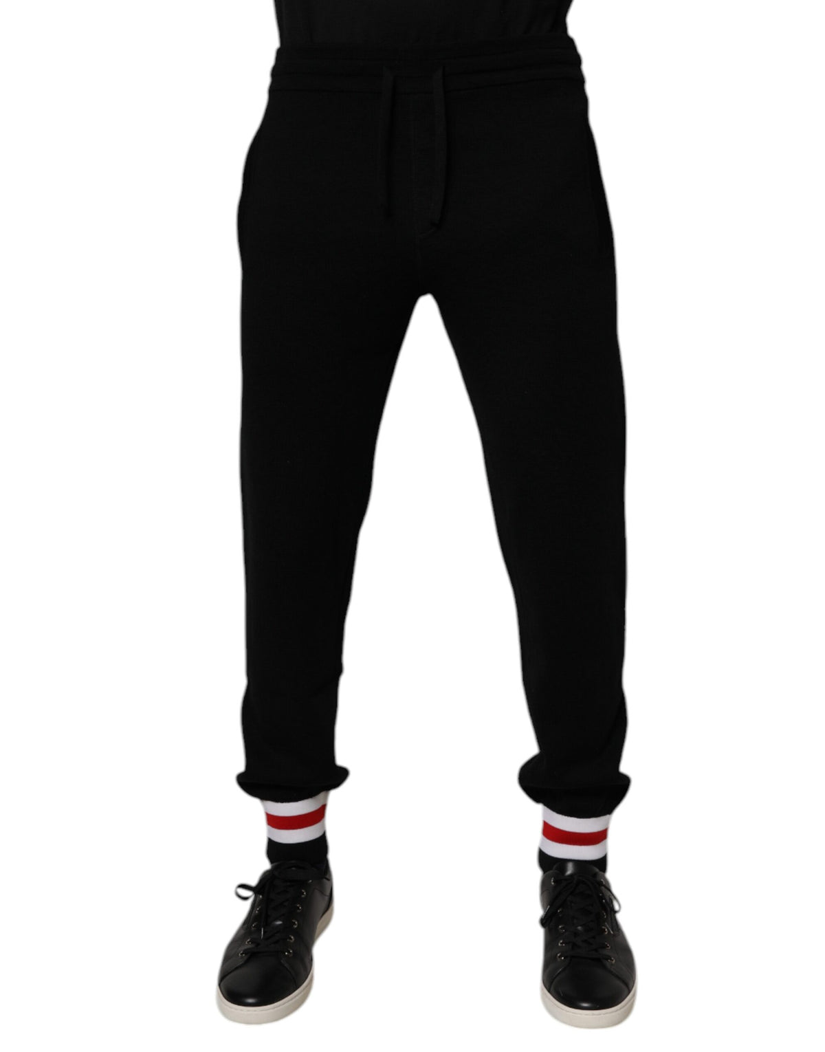 Dolce & Gabbana Black Wool Mid Waist Jogger Sweatpants Pants - Eljoys Fashion 