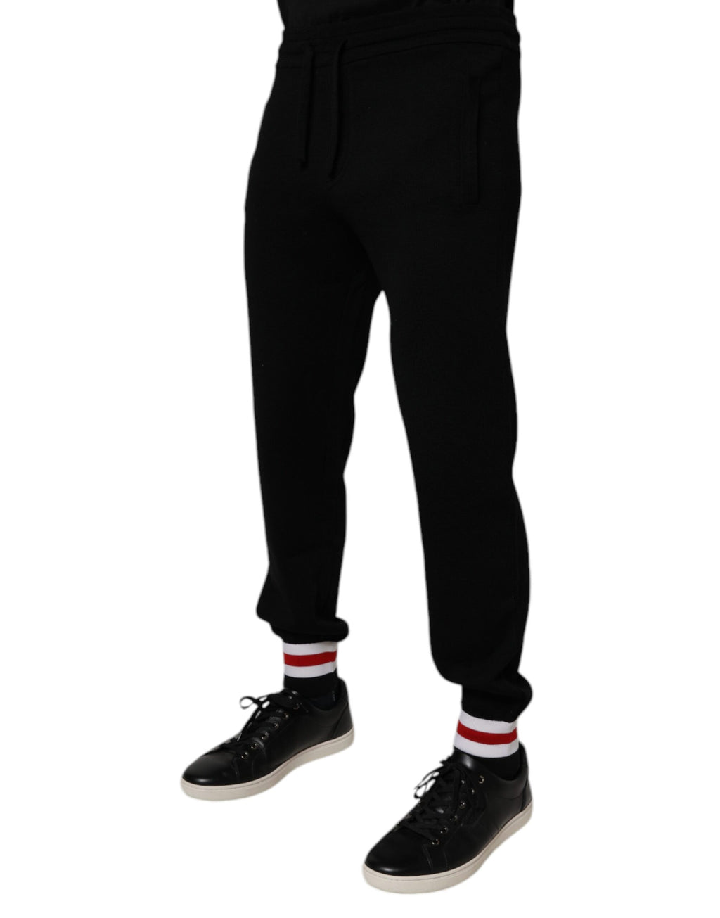 Dolce & Gabbana Black Wool Mid Waist Jogger Sweatpants Pants - Eljoys Fashion 
