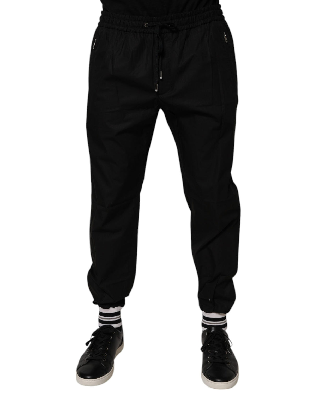 Dolce & Gabbana Black Cotton Men Jogger Sweatpants Pants - Eljoys Fashion 