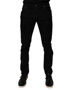 Dolce & Gabbana Black Tattered Cotton Skinny Men Denim Jeans