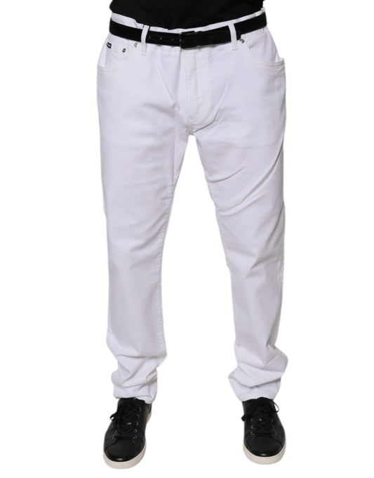 Dolce & Gabbana White Cotton Stretch Skinny Men Denim Jeans Dolce & Gabbana