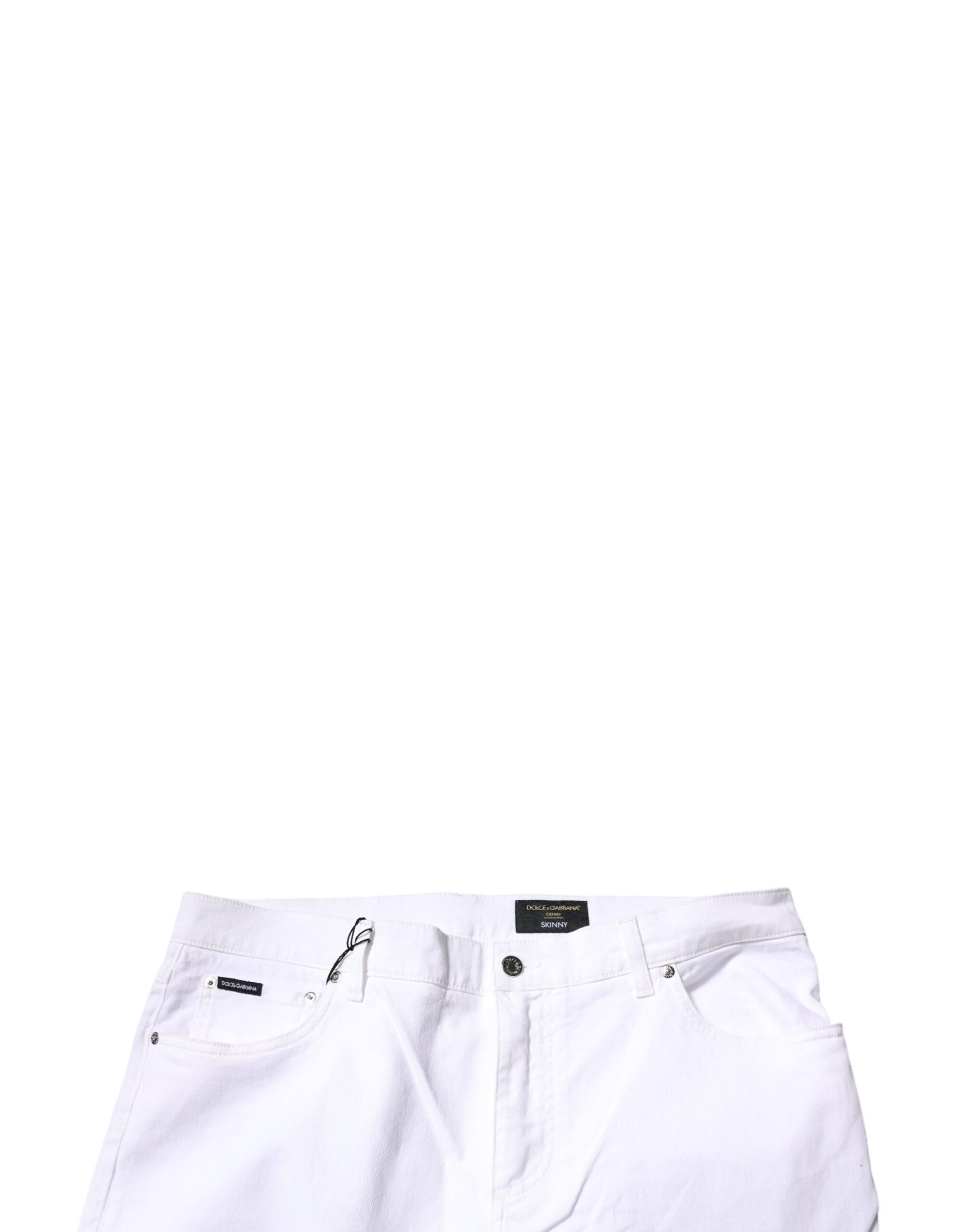 Dolce & Gabbana White Cotton Stretch Skinny Men Denim Jeans Dolce & Gabbana