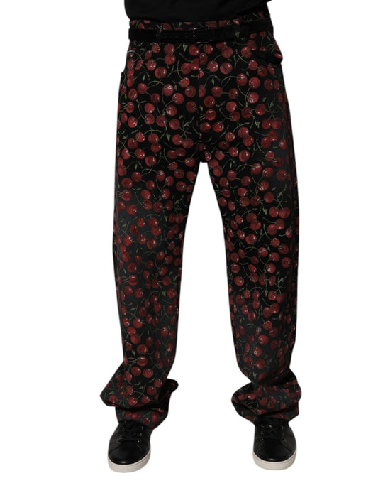 Dolce & Gabbana Black Cherry Cotton Straight Men Denim Jeans Dolce & Gabbana