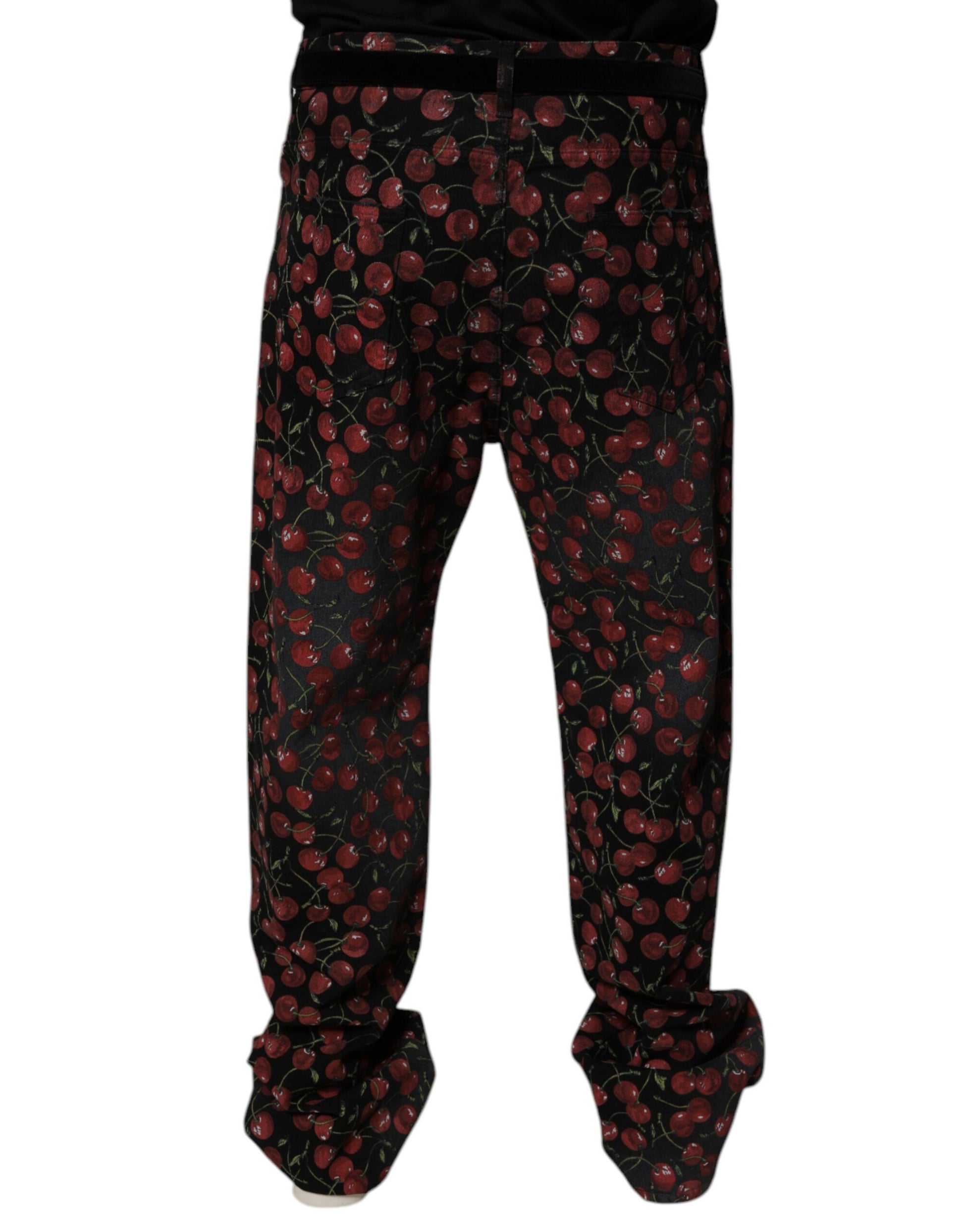 Dolce & Gabbana Black Cherry Cotton Straight Men Denim Jeans Dolce & Gabbana