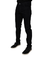 Dolce & Gabbana Black Cotton Stretch Slim Fit Men Denim Jeans - Eljoys Fashion 