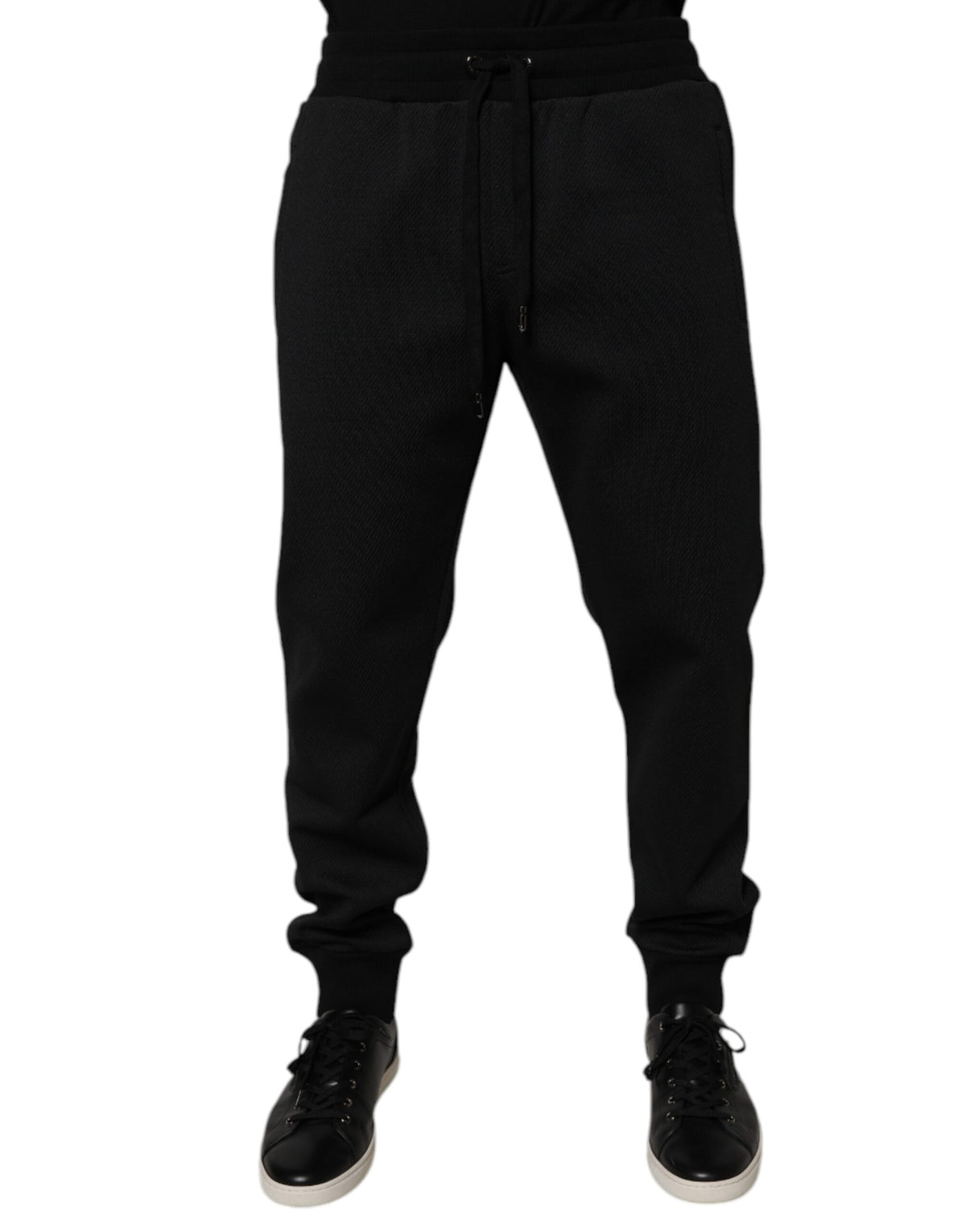 Dolce & Gabbana Black Polyester Men Jogger Sweatpants Pants - Eljoys Fashion 