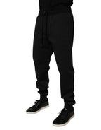 Dolce & Gabbana Black Polyester Men Jogger Sweatpants Pants - Eljoys Fashion 