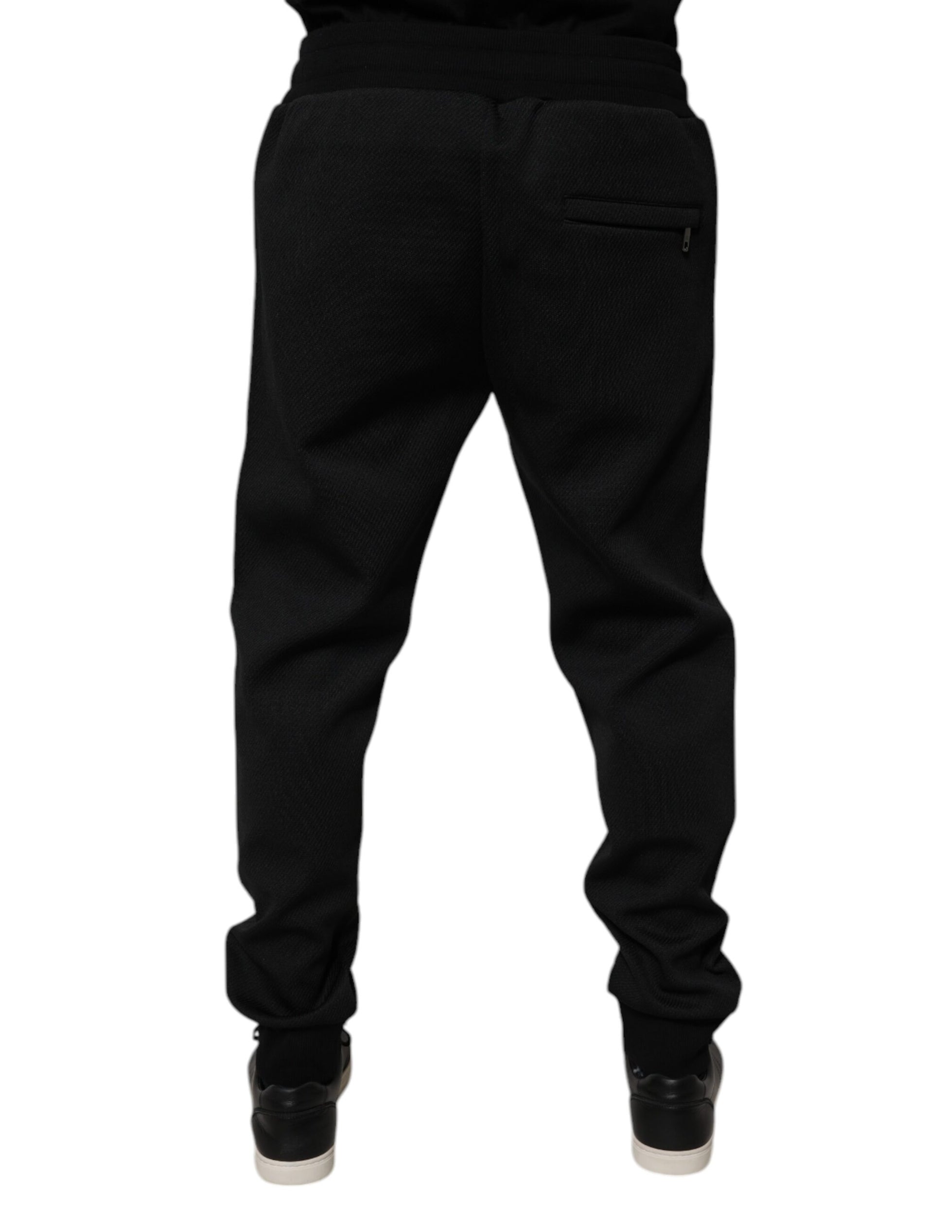 Dolce & Gabbana Black Polyester Men Jogger Sweatpants Pants Dolce & Gabbana
