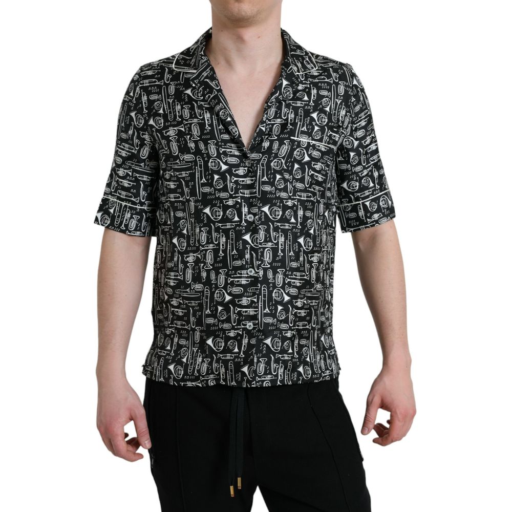 Dolce & Gabbana Black Silk Shortsleeve Shirt Dolce & Gabbana