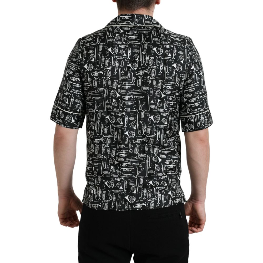 Dolce & Gabbana Black Silk Shortsleeve Shirt Dolce & Gabbana