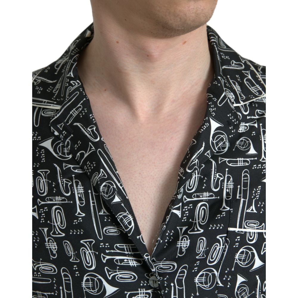Dolce & Gabbana Black Silk Shortsleeve Shirt Dolce & Gabbana