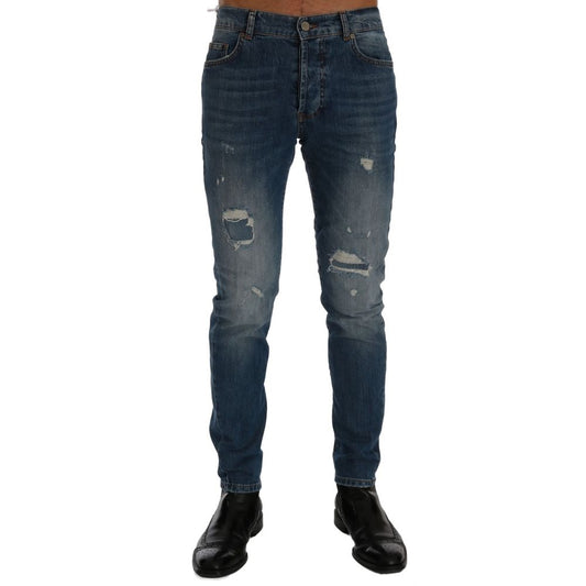 Frankie Morello Blue Cotton Jeans & Pant Frankie Morello