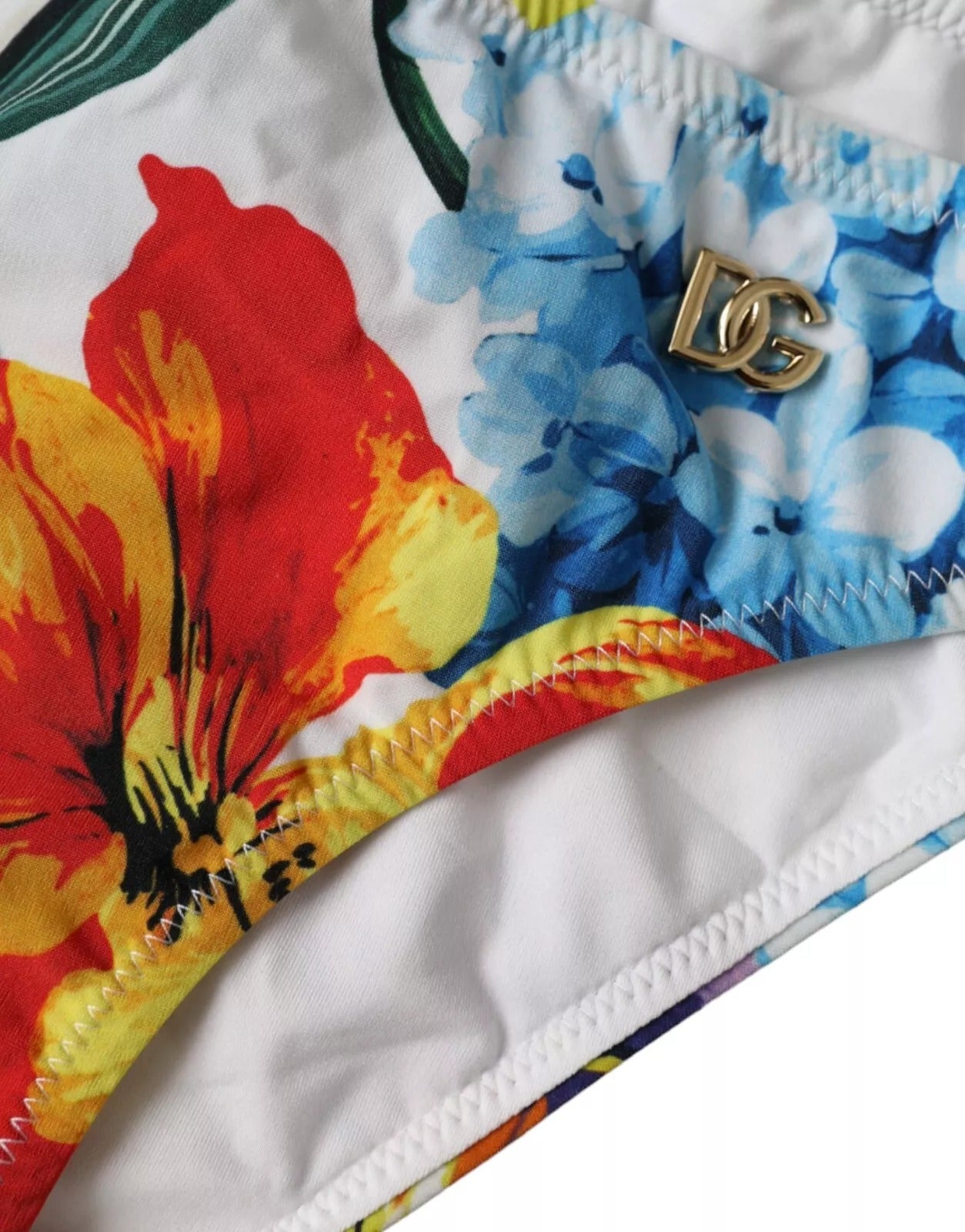 Dolce & Gabbana White Floral Print Swimsuit Bikini Bottom Swimwear Dolce & Gabbana
