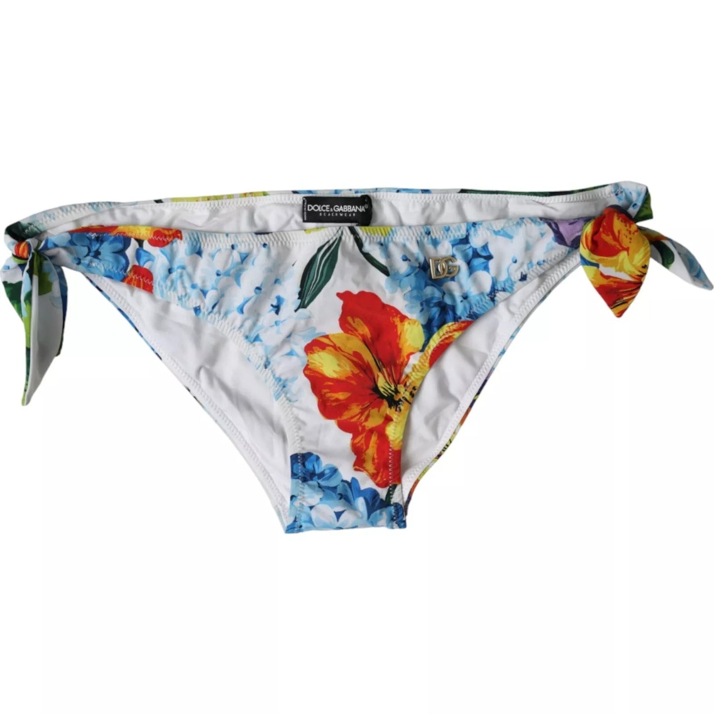 Dolce & Gabbana White Floral Print Swimsuit Bikini Bottom Swimwear Dolce & Gabbana