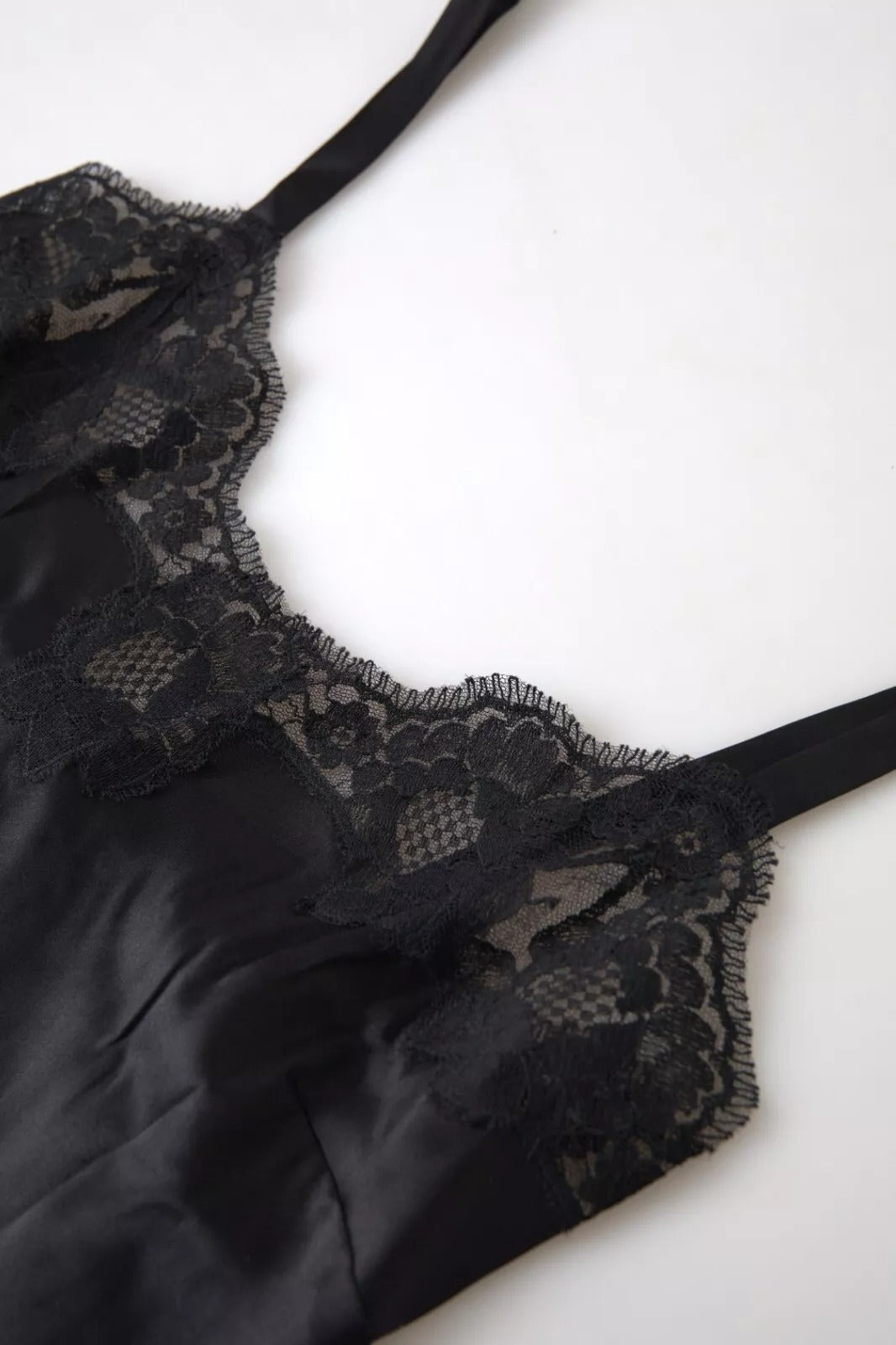 Dolce & Gabbana Black Lace Silk Sleepwear Camisole Top Underwear Dolce & Gabbana