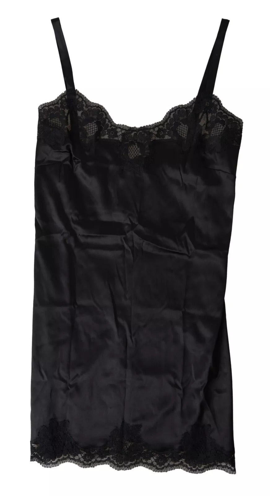 Dolce & Gabbana Black Lace Silk Sleepwear Camisole Top Underwear Dolce & Gabbana