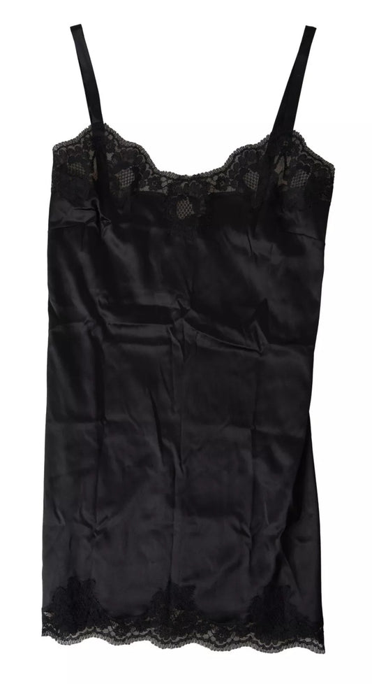 Dolce & Gabbana Black Lace Silk Sleepwear Camisole Top Underwear Dolce & Gabbana