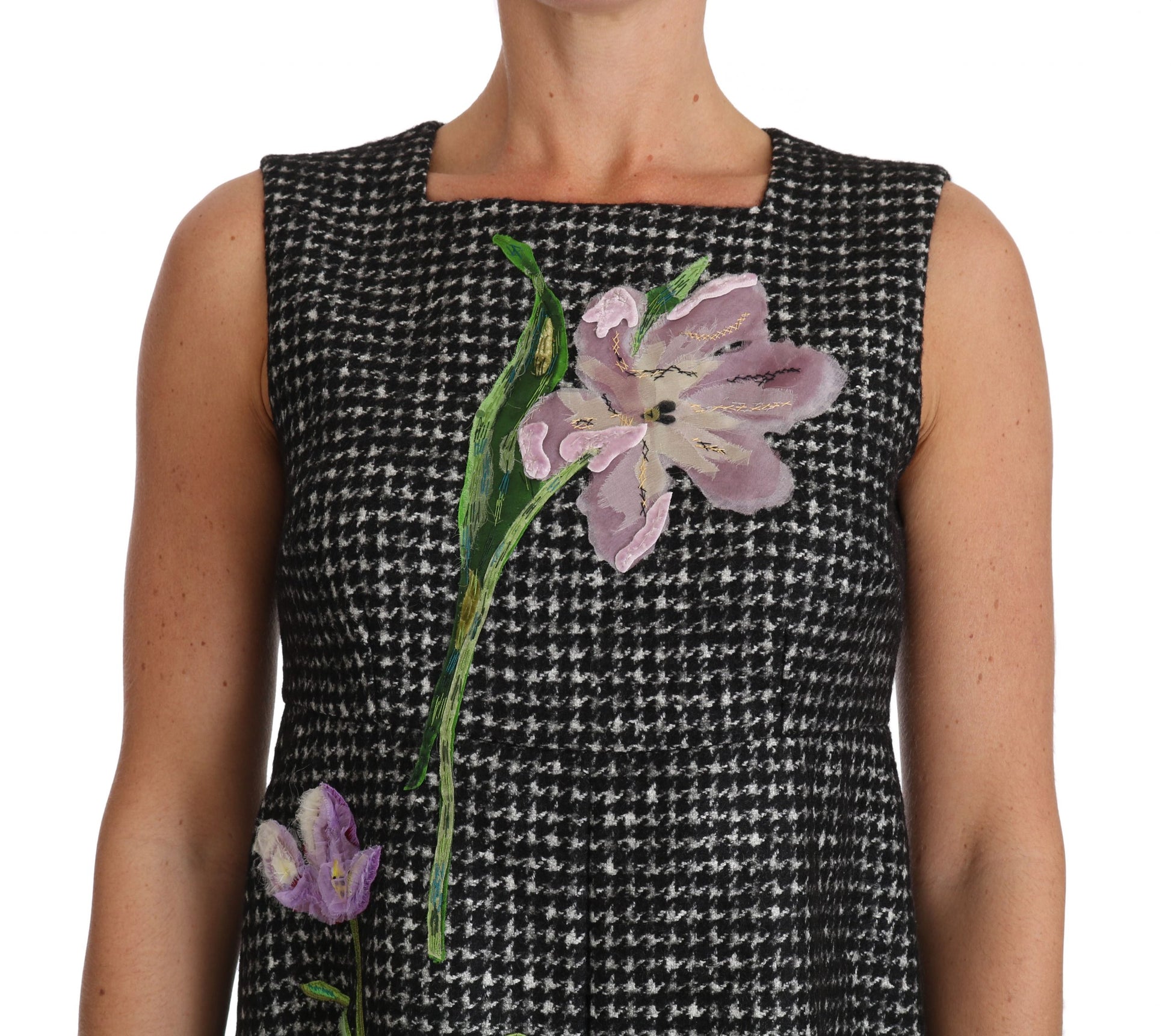 Dolce & Gabbana Gray Tulip Embroidered A-Line Shift Dress Dolce & Gabbana