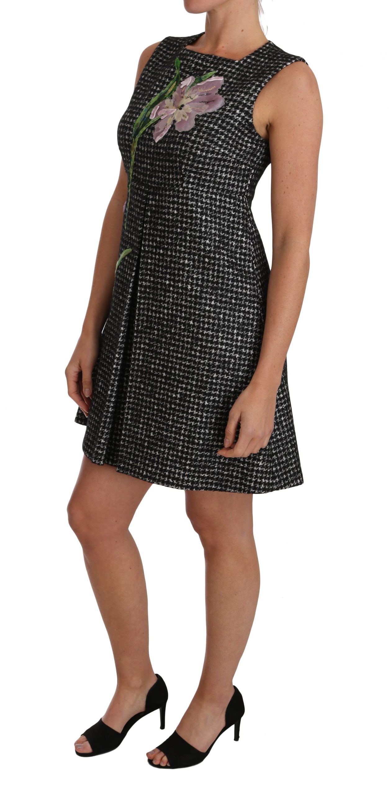 Dolce & Gabbana Gray Tulip Embroidered A-Line Shift Dress Dolce & Gabbana
