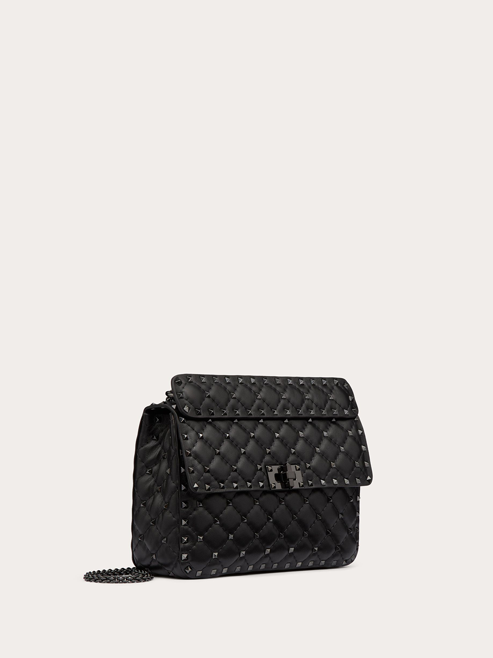 Valentino Garavani Black Nappa Leather Medium Rockstudt Spike Bag Valentino Garavani