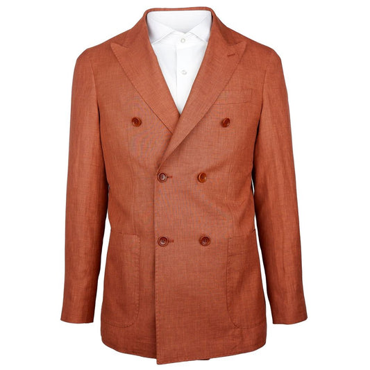 Made in Italy Brown Linen Blazer Made in Italy