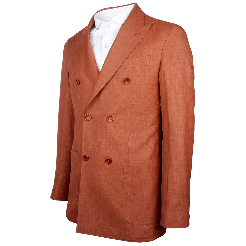 Made in Italy Brown Linen Blazer Made in Italy